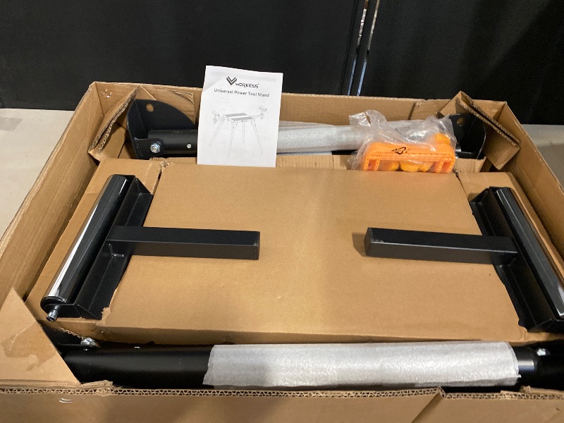 Photo 1 of Universal Miter Saw Stand with Grid Tabletop 300 lbs Load Capacity 6-Level Height Adjustment Table Saw Stand WK-MS046