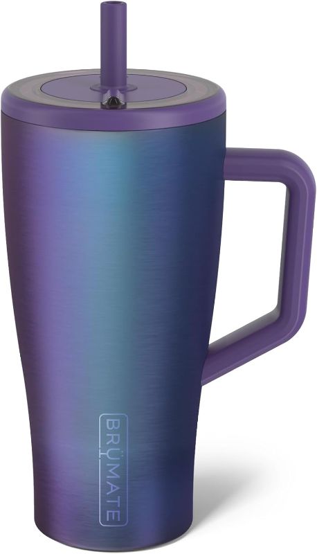 Photo 1 of BrüMate Era 30 oz Tumbler with Handle and Straw | 100% Leakproof Insulated Tumbler with Lid and Flexible SoftSip Straw | Made of Stainless Steel | Cup Holder Friendly Base | 30oz (Dark Aura)