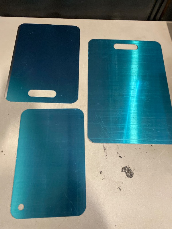 Photo 1 of 3pcs Metal Cutting Board: Stainless Steel Chopping Board - Double-Sided Cutting Mat - Dishwasher Safe For Handling Meat Vegetables