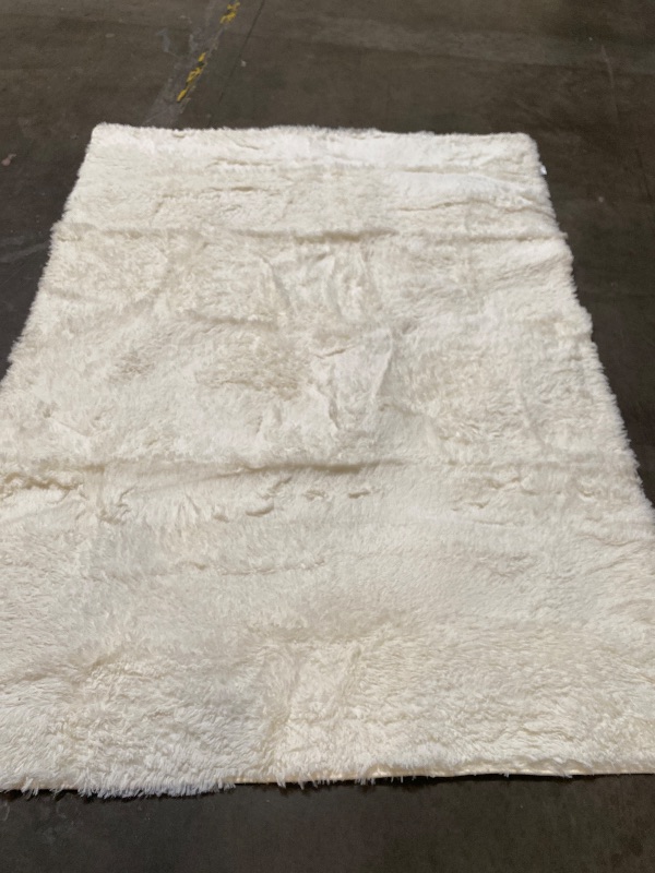 Photo 1 of 5x8 Machine Washable Large Area Rugs for Living Room, Bedroom, Soft Fluffy Shaggy Bedside Rug, Indoor Floor Carpet for Kids Girls and Boys, Dorms, Nursery, Home Decor Aesthetic, Ivory