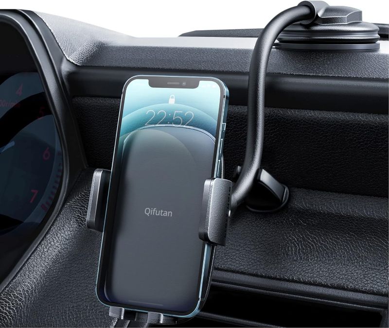 Photo 1 of Cell Phone Holder for Car Phone Mount Long Arm Dashboard Windshield Car Phone Holder Anti-Shake Stabilizer Phone Car Holder Compatible with All Phone Android Smartphone, Black