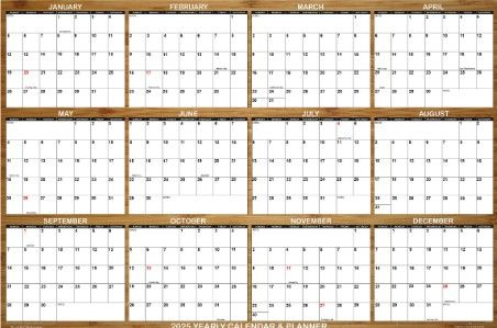 Photo 1 of SwiftGlimpse 2025 Wall Calendar, 24" x 36" Designer Series, Large, Erasable, Yearly Wall Planner (Bamboo)