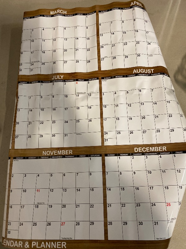 Photo 1 of SwiftGlimpse 2026 Wall Calendar, 24" x 36" Designer Series, Large, Erasable, Yearly Wall Planner (Bamboo)