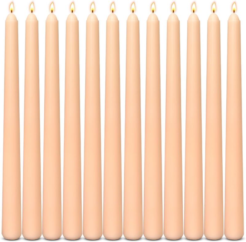 Photo 1 of 12-Pack Light-Orange Taper Candles, 10 Inch Unscented Dripless Candlesticks, Long-Lasting Burn Time of 7-8 Hours, Perfect for Fall Harvest Halloween Thanksgiving Dinners Parties and Home Décor