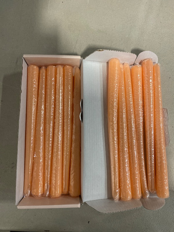 Photo 1 of 12-Pack Light-Orange Taper Candles, 10 Inch Unscented Dripless Candlesticks, Long-Lasting Burn Time of 7-8 Hours, Perfect for Fall Harvest Halloween Thanksgiving Dinners Parties and Home Décor
