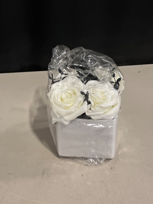 Photo 1 of LADADA Artificial Flowers with Small Ceramic Vases, Roses in Vases Plastic Artificial Flowers and Plants,Used for Home Office Wedding Decoration, Table Decoration