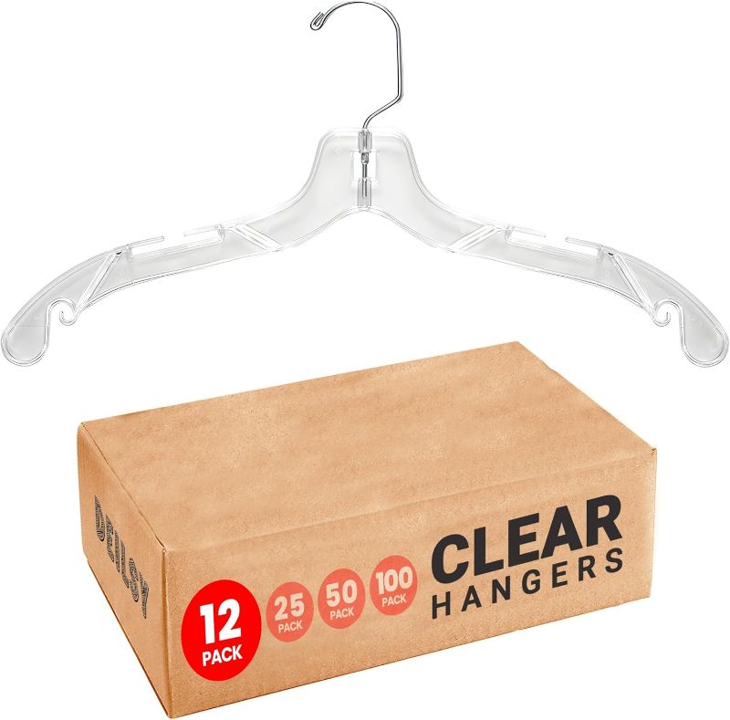 Photo 1 of DEILSY™ Clear Plastic Hangers 12 Pack Durable Clothes Hanger for Wardrobe Organization, Essential Plastic Hanger for Garments, Versatile Coat Hangers for Home and Retail Use