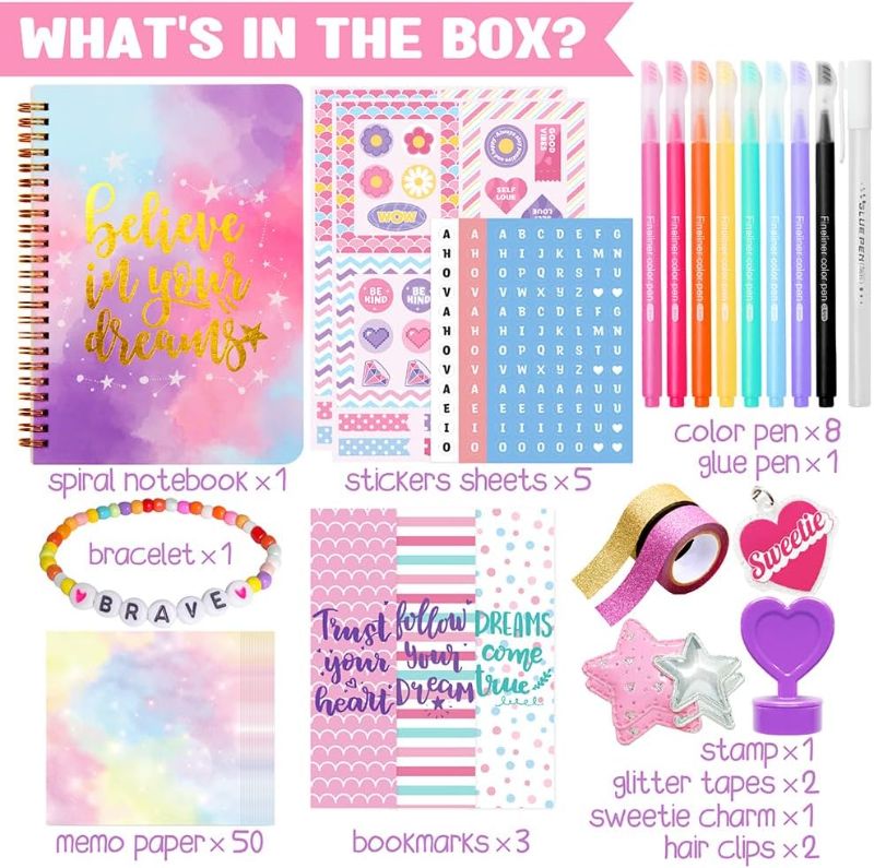 Photo 1 of Nollh DIY Journal Kit for Girls - DIY Journal Set for Tween & Teen Girls, Stationery Set, Scrapbook & Diary Supplies Set, Journaling Art Crafts Kit, Ideal Gifts for 8 9 10 11 12 13 14 Year Old Girl