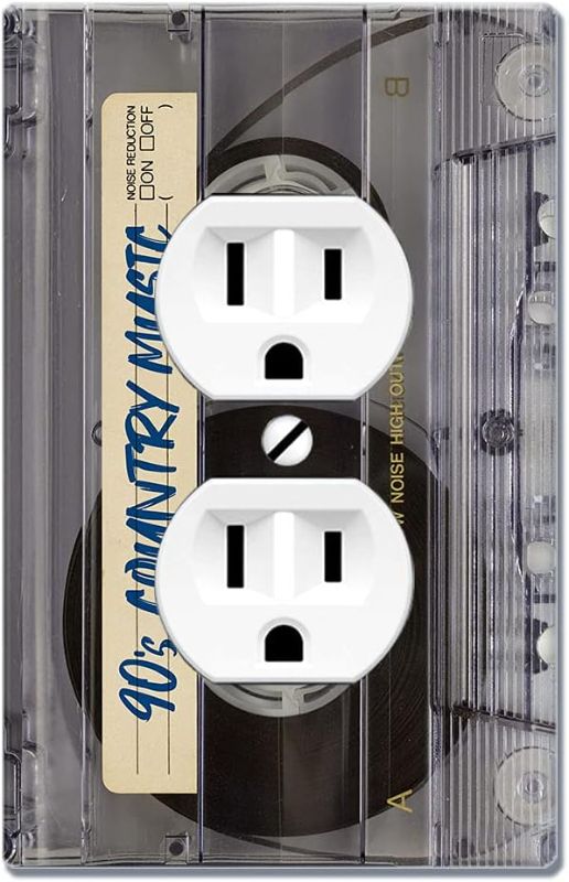Photo 1 of WIRESTER Duplex Outlet Cover Wall Plate/Switch Plate - Retro Clear Cassette Tape Country Music