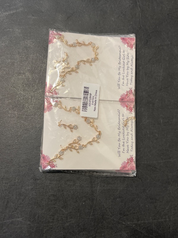 Photo 1 of Bridesmaid Gift Jewelry Sets of 1 4 6 7 8 for Wedding,Pave Crystal Simulated Diamond Leaf Flower Jewelry Set for Bridesmaid