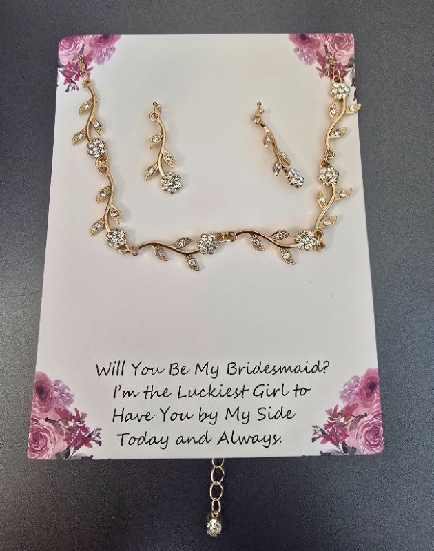 Photo 1 of Bridal Jewelry Sets 1 set Rhinestone Alloy Floral Earrings & Necklace