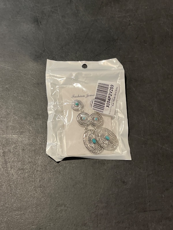 Photo 1 of Western Earrings for Women Western Outfit Vintage Concho Oval Turquoise Dangle Earrings Country Concert Outfits Accessories Gifts