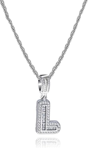 Photo 1 of L Initial Letter Necklace for Women Alphabet Name Necklace Cubic Zirconia