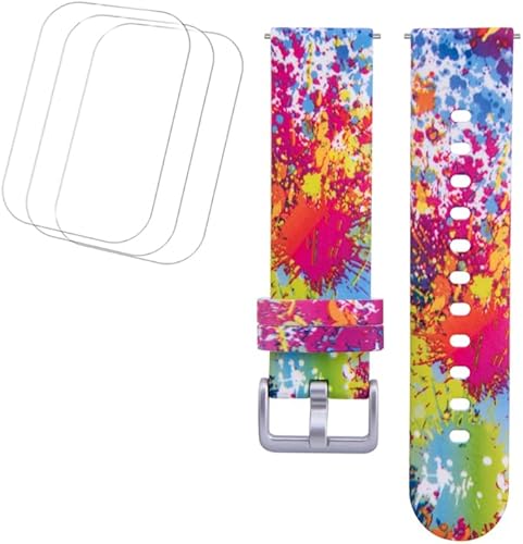 Photo 1 of Bands Compatible with Bark Watch 1.6 Inches With Screen Protector,Silicone Colorful Pattern Quick Release Waterproof Wristband Straps for Bark Watch 1.6 Inches Smartwatch