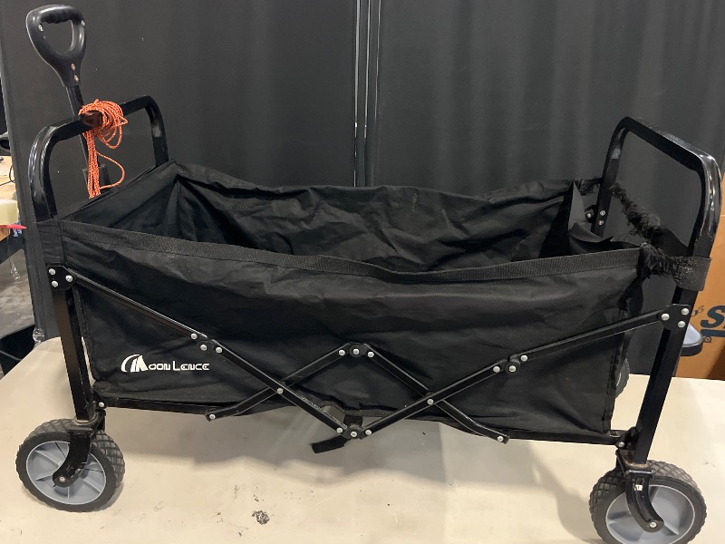 Photo 1 of EMP BUYING 34'' Extra Long Collapsible Wagons Carts Foldable, 360LBS Heavy Duty Folding Beach Wagon Cart with Wheels, Portable Utility Outdoor Wagon for Grocery, Shopping, Garden, Sports, Camping, Black