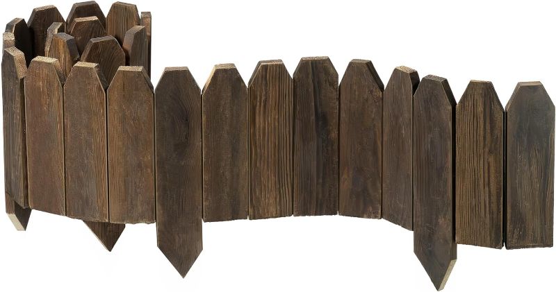 Photo 1 of Wood Garden Edging, Wooden Fence Border Decorative Small Picket Panels for Flower Bed Barriers and Landscape Fencing (5.9" H x 47" L, 1 Pack)