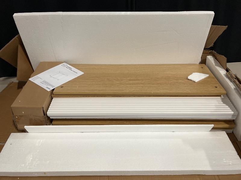 Photo 1 of Sideboard Buffet Cabinet with Storage, Fluted Accent Cabinet - Coffee Bar & Console for Kitchen, Dining, Entryway & Living Room, White+Natural