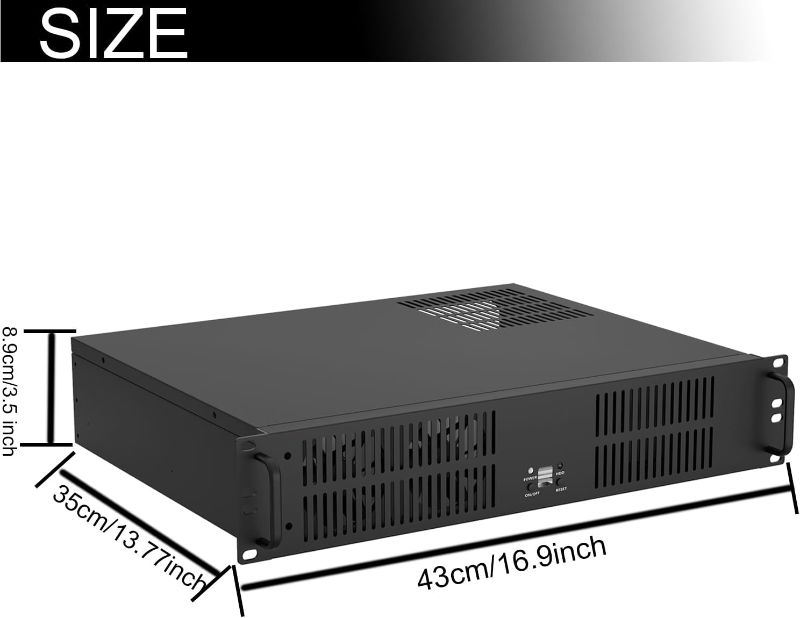 Photo 1 of 2U Micro ATX Compact Rackmount 3 x 3.5-inch HDD and 1 x 2.5-inch SSD, Chassis Support ATX PS2 PSU, USB