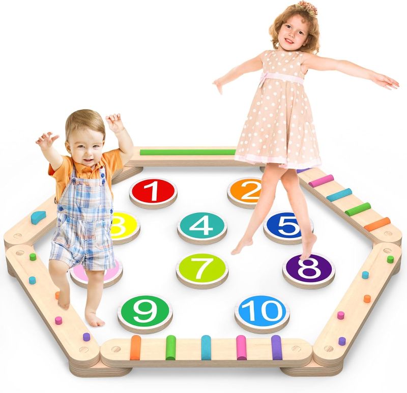 Photo 1 of Balance Beam for Kids – Interlocking Balancing Beams – Pads & Beams – Active Play for Toddlers, Kids