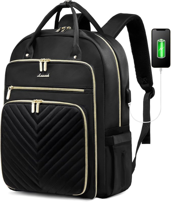 Photo 1 of LOVEVOOK Laptop Backpack for Women Teacher Backpack 15.6 Inch Black
