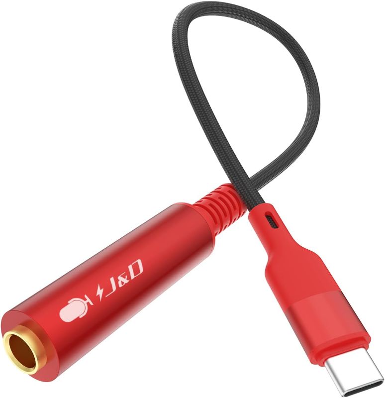 Photo 1 of J&D USB Type C to 1/4 TS Audio Recording Adapter, USB C to 6.35mm TS Female Guitar Cable, Microphone Cord for Audio Recording, Bass, Electronic Piano, Drums, Compatible with iPhone 15, 16 Series, 1 ft