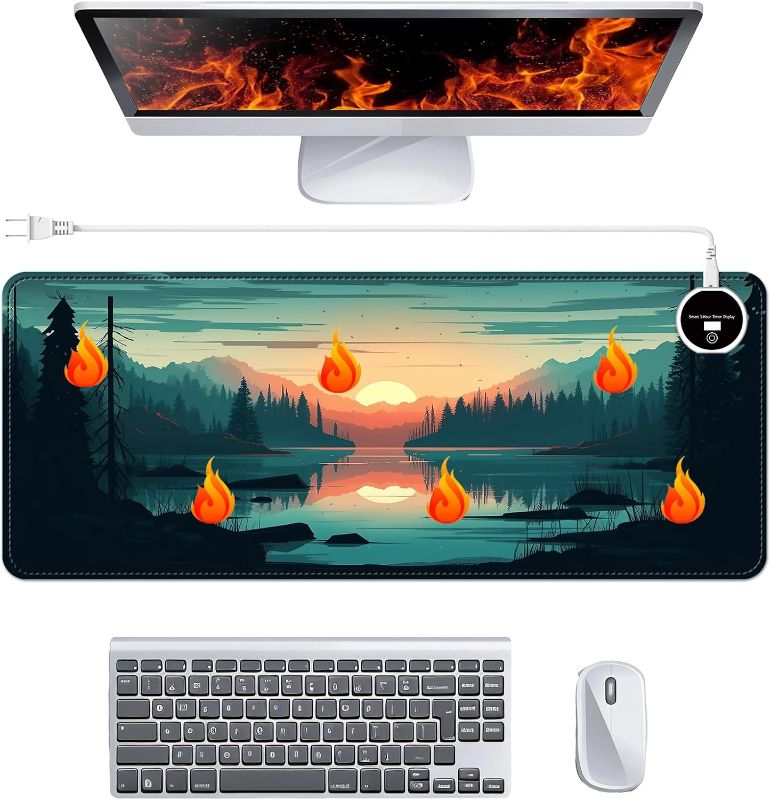 Photo 1 of Heated Desk Pad 31.5" x 13", 30 to 55 Multistage Control, 3 Hours Auto Shut-Off, Extended Edition Gaming Mouse Mat, Leather Heated Mouse Pad, Sunset On The River