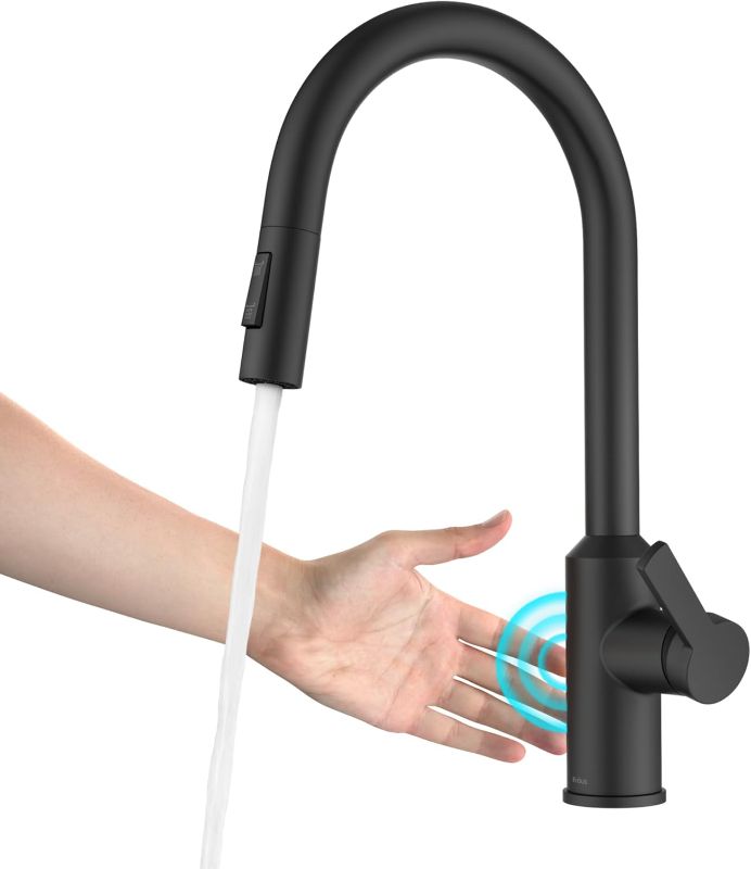 Photo 1 of KRAUS Oletto Touchless Sensor Pull-Down Single Handle Kitchen Faucet in Matte Black