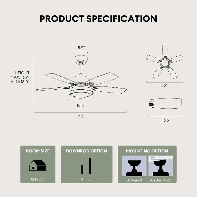 Photo 1 of Ceiling Fans with Lights 42 Inch Black Small Modern 