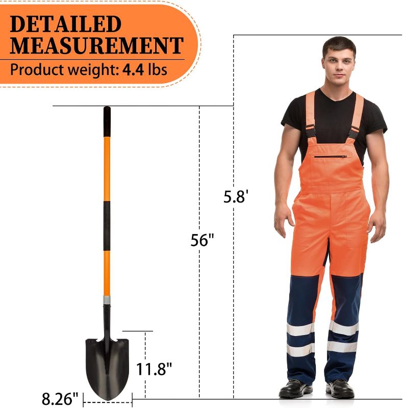 Photo 1 of Shovel for Digging Heavy Duty Metal Shovel with Fiberglass Handle, 56 Inches