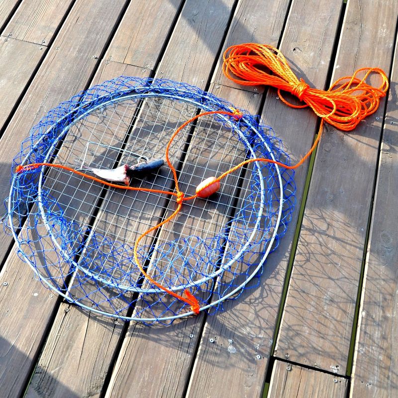 Photo 1 of Palmyth Wire Grid Bottom Crab Nets Two Ring Crab Kit with Harness and Bait Clip 24” X 20” X 12”