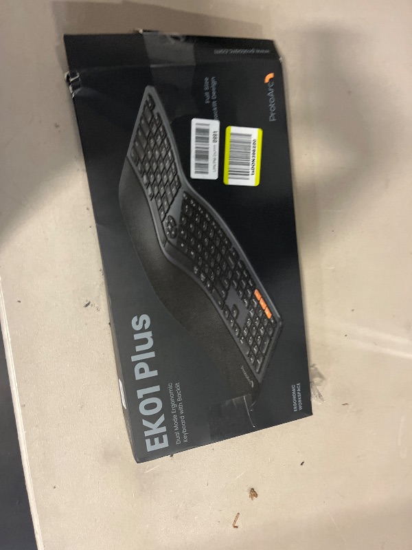 Photo 1 of ProtoArc Backlit Bluetooth Ergonomic Keyboard, EK01 Plus Full Size Wireless Split Keyboard with Dual Bluetooth and USB, Cushioned Wrist Rest, Rechargeable, Compatible with Windows/Mac/Android, Black