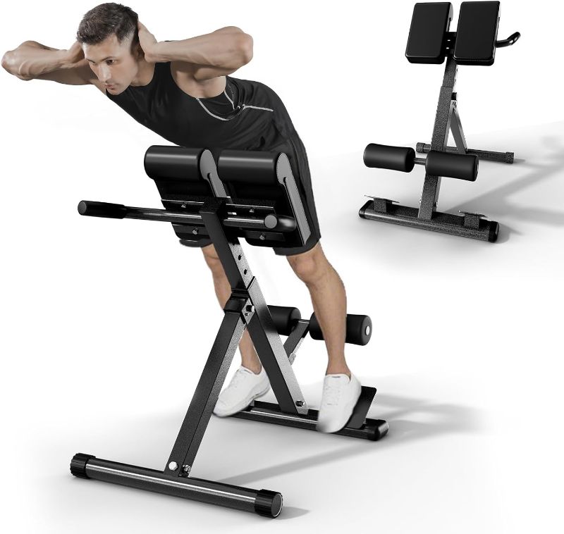 Photo 1 of Roman Chair Hyperextension Bench – Adjustable Back Extension Machine for Glutes, Hamstrings & Lower Back – Foldable Multi-Purpose Workout Equipment for Home Gym