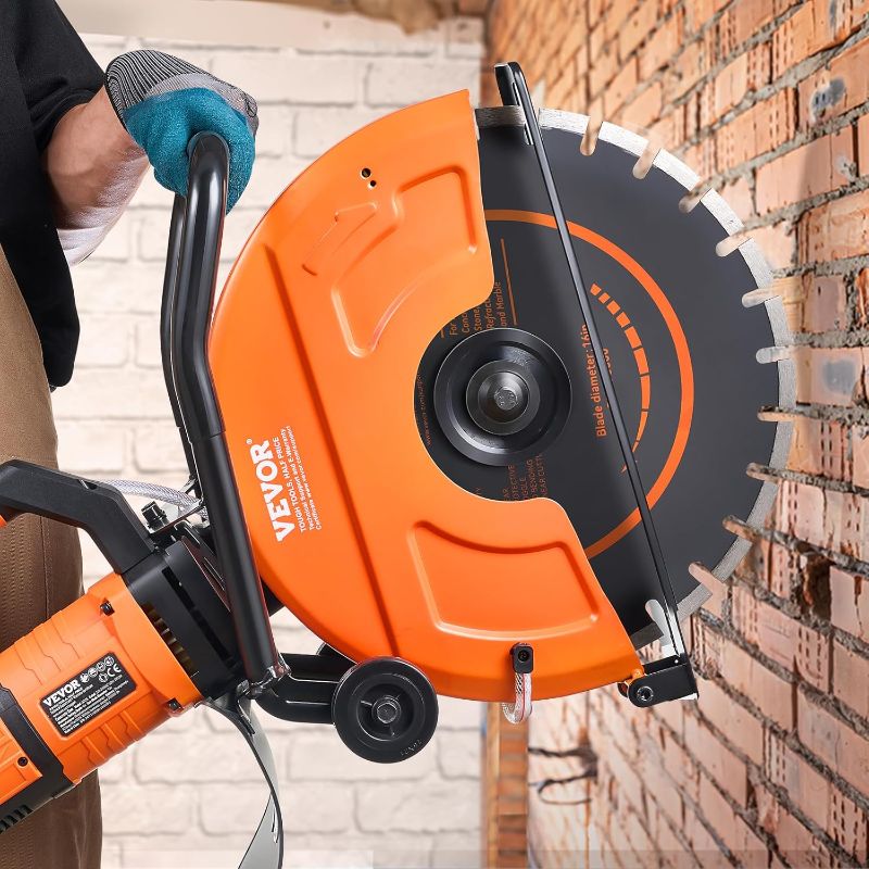 Photo 1 of VEVOR Electric Concrete Saw, 16 in, 3200 W Motor Circular Saw Cutter with Max. 6 in Adjustable Cutting Depth, Wet Disk Saws Cutter Includes Water Line, Pump and Blade, for Stone, Brick