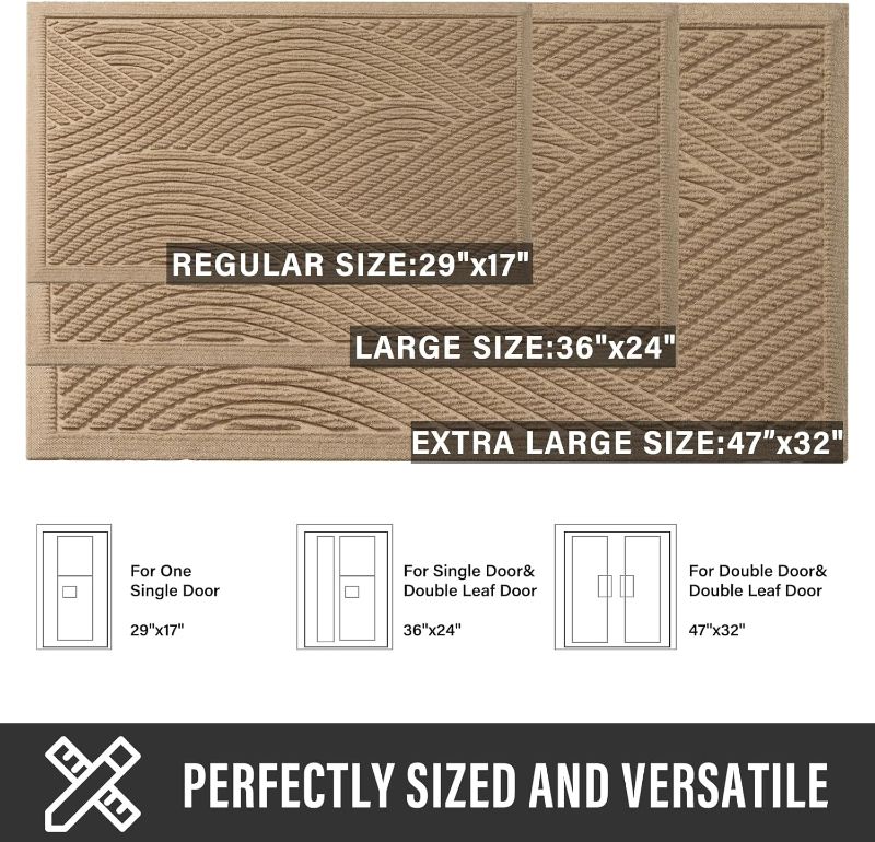 Photo 1 of Sturdy Front Door Mat, Absorbent Muddy Dirt Resist Welcome Door Mats Outdoor Indoor, Stain and Fade Resistant, Non-Slip Backing Entry Mat Low Profile Doormat for Entryway, 29×17, Beige