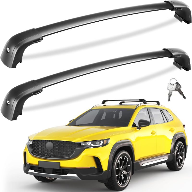 Photo 1 of Tuyoung Roof Racks Cross Bars Fit for Mazda CX50 CX-50 Hybrid 2023 2024 2025 with Flush Side Rails, 220lbs Lockable Heavy Duty Aluminum Crossbar Roof Rail Cargo Carrier Rooftop Car Black Accessories
