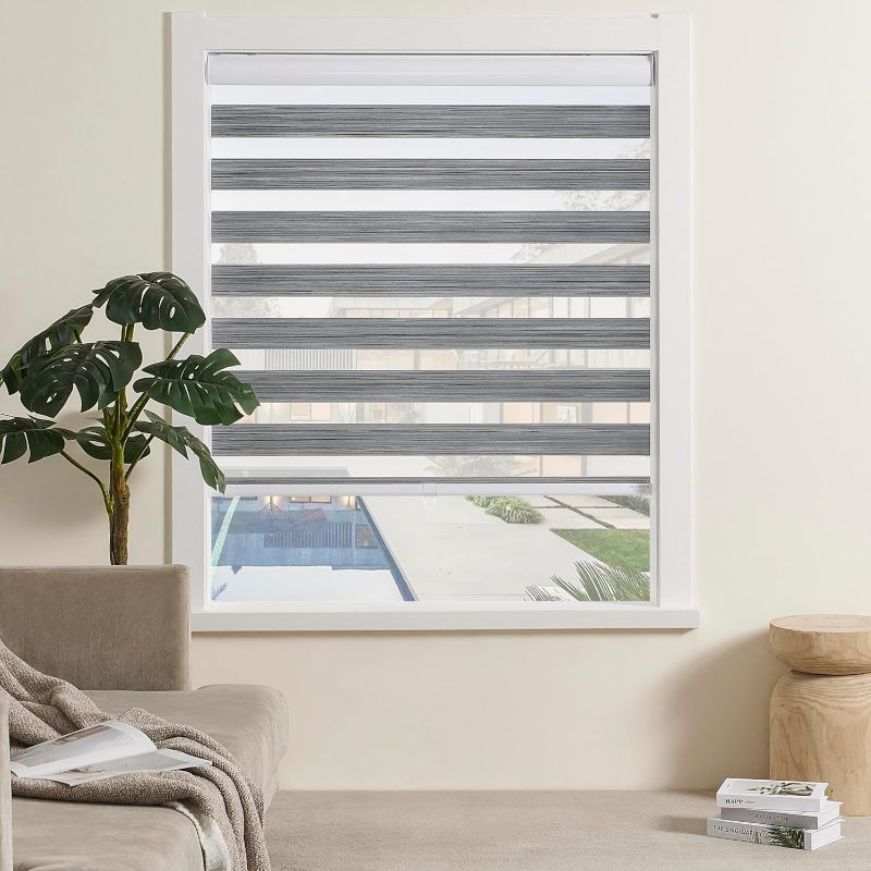 Photo 1 of Cordless Zebra Blinds Window Blind Zebra Shade Blinds for Windows Roller Sheer Shades Privacy Light Filtering Shades for Home Kitchen Bathroom (Width 38'' X Height 72'' Grey)