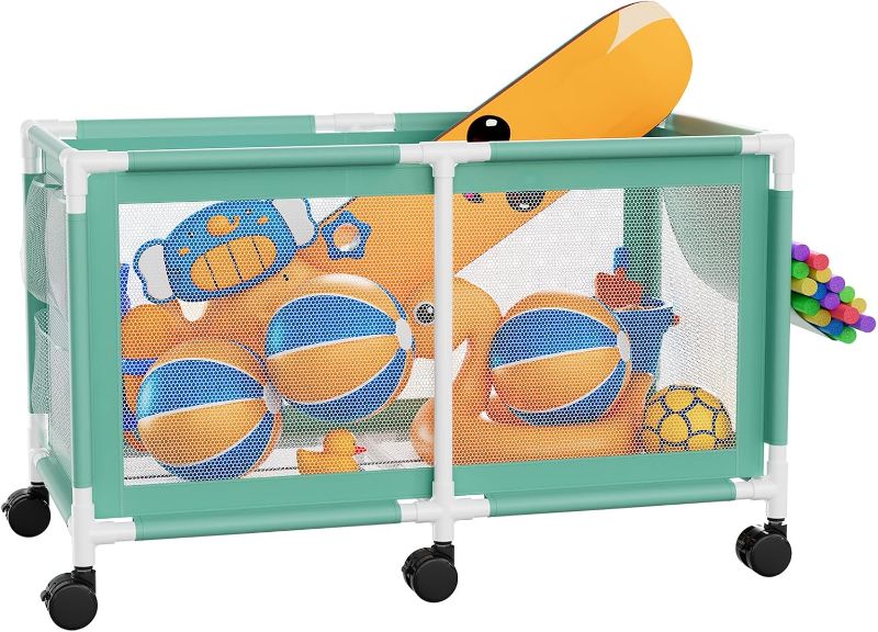 Photo 1 of 280 Gallon 69" Pool Storage Bin XXL Extra Large Swimming Pool Float Storage Bin, Pool Noodles Holder, Toys, Floats, Balls and Floats Equipment Mesh Rolling Bin for Garden Lawn, 69" Lx32 Wx35 H