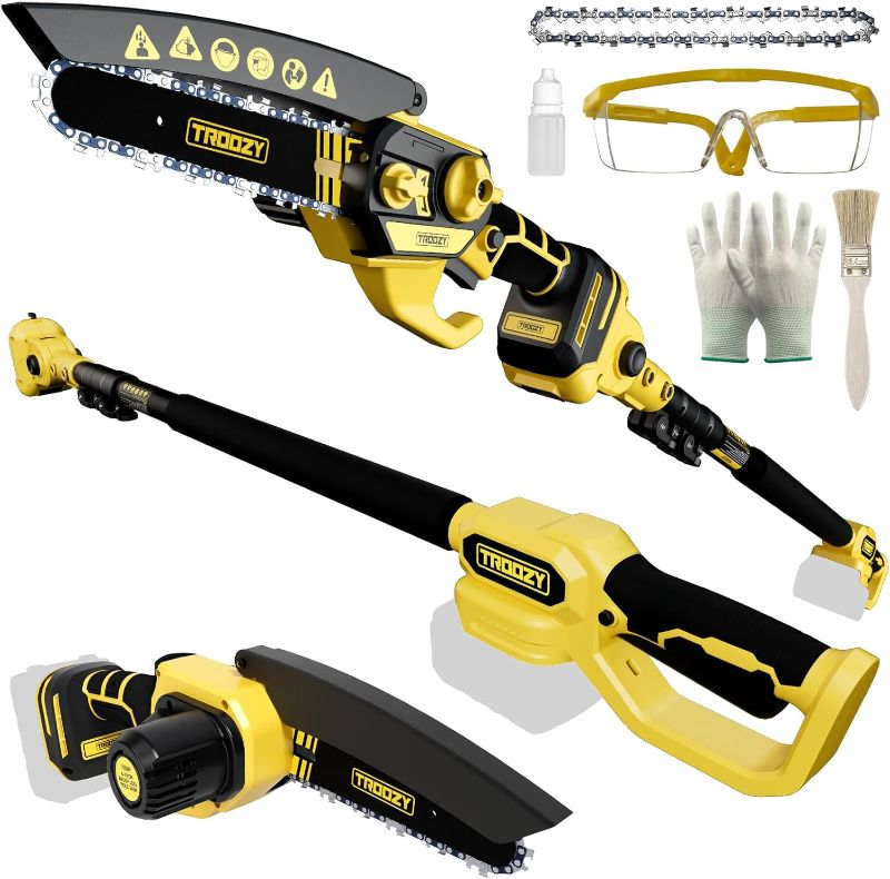 Photo 1 of Cordless Pole Saw & Mini Chainsaw 2-in-1, 6-inch Brushless Electric Tree Trimmer, 9ft Telescopic Pole, for Outdoors Pruning & Wood Cutting, Compatible with Makita Battery(Battery NOT Included)