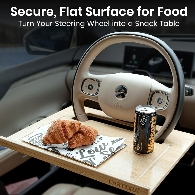 Photo 1 of Essential Steering Wheel Tray - Car Table for Meal, Multipurpose Steering Wheel Table for Travelers, Table and Laptop Holder, Laptop Tray for Work