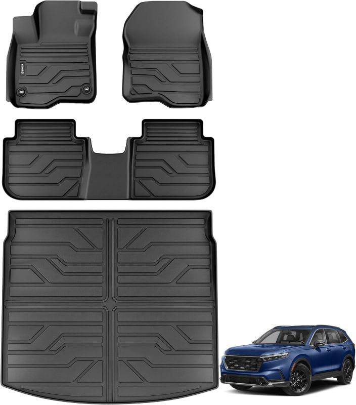 Photo 1 of Floor Mats & Cargo Liner for Honda CR-V 2023 2024 2025 2026 (Include Gas & Hybrid), All Weather TPE Floor Liners Cargo Mat (Upper Position) CRV Accessories, Front & 2nd Row & Trunk Mat