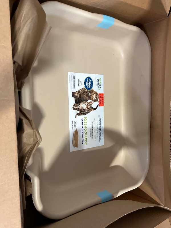 Photo 1 of KittyGoHere Senior Cat Litter Box 2 Pack, Large Beach Sand Low Entrance Kitty Litter Box, Sized for Cats Comfort, Perfect for Senior and Arthritic Cats, Made in USA