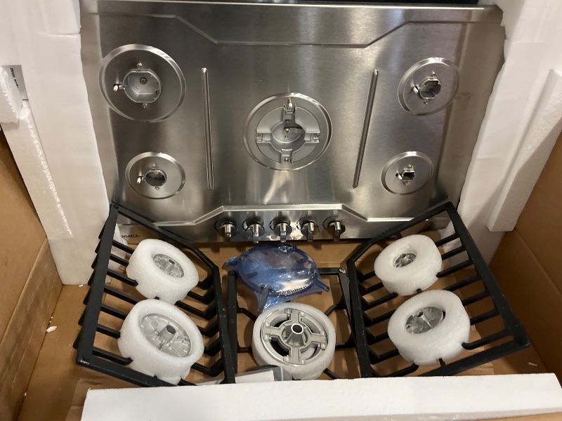 Photo 1 of Gas Cooktop 30 Inch, 5 High Efficiency Burners Gas Stovetop Stainless Steel Built-in Gas Stove Top Propane/Natural Gas Convertible Gas Hob