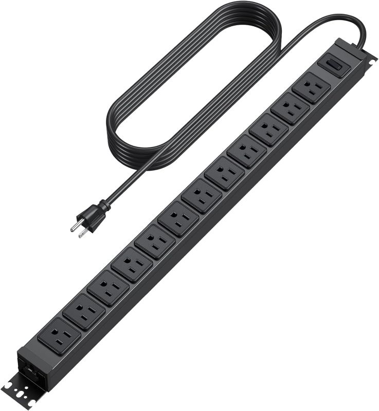 Photo 1 of HHSOET 360° Rotating 12 Outlet Mountable Power Strip, Metal Gaming Table Mounted Outlet Strip, Heavy Duty Wall Mount Surge Protector with Switch, Works Great and Very Versatile, 10ft Power Cord.Black