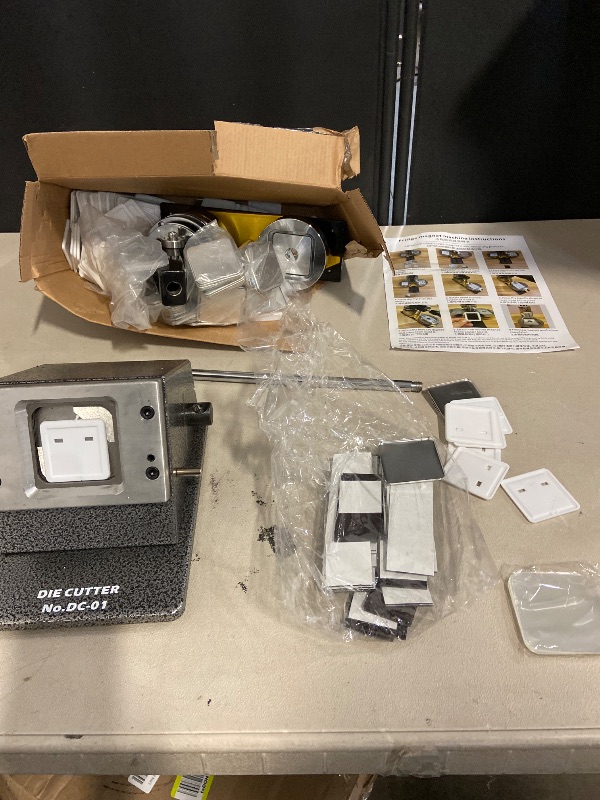 Photo 1 of 2x2in Square Photo Magnet Maker Machine, DIY Fridge Button Maker Magnet Press Kit, with Paper Cutter & 100pcs Materials