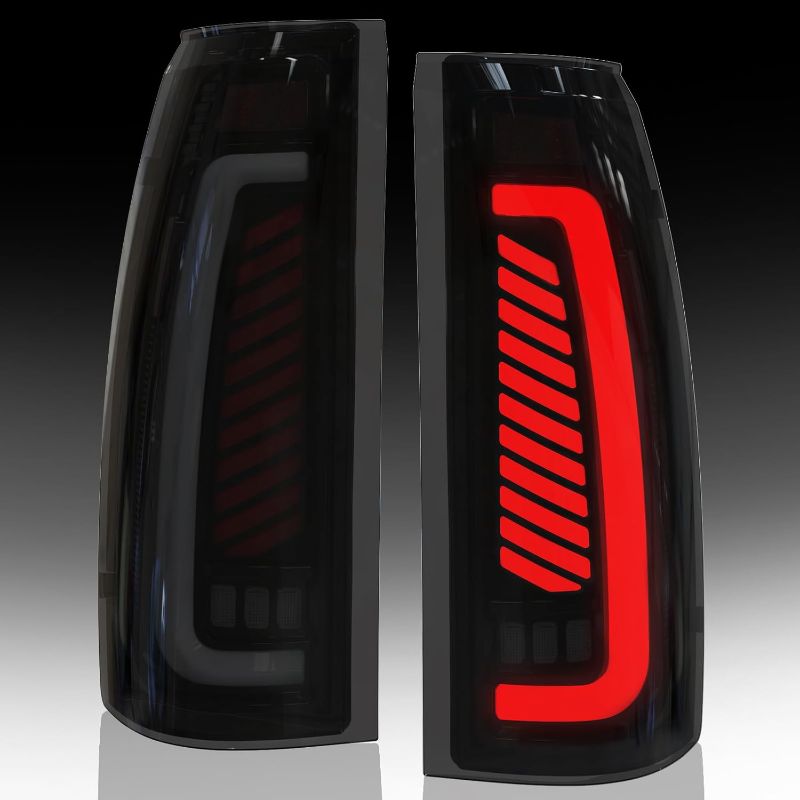 Photo 1 of Full Led Tail Lights for 1988-1999 Chevy GMC C/K Pickup Truck Silverado Suburban Sierra Tahoe Yukon Starting Animated Rear Light Assembly Dynamic Turn Signal Brake Light Reverse Light Smoked