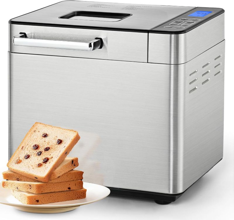 Photo 1 of 2 LB Bread Maker Machine, 13 in 1 Bread Machine with 3 Loaf Sizes and 3 Colors For Beginner, Breadmaker with Fruit & Nut Dispenser, Yogurt, Jam, 13 Hours Timer, Dough Maker, Easy to Clean