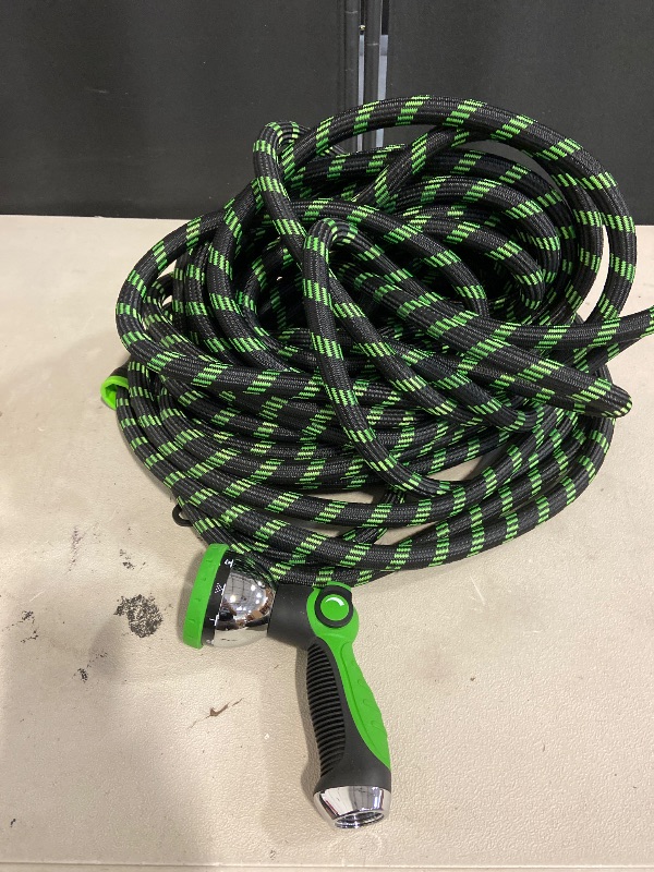 Photo 1 of RAINPOINT Metal Garden Hoses for Yard 100 ft - No-kink 304 Water Hose 100ft with 10 mode Nozzle - Brass Connection, Swivel Handle, Flexible Hose,Lightweight