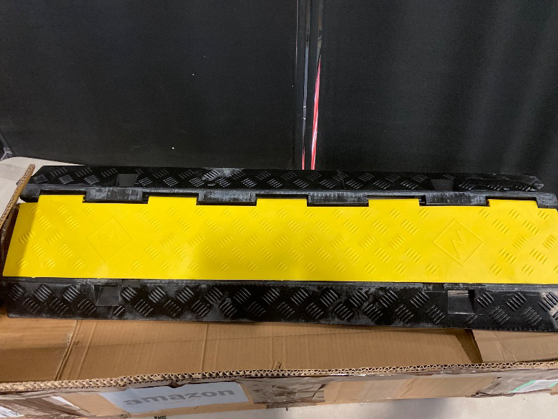 Photo 1 of Rubber Speed Bumps for Road [2 pcs],78.7'' Total Long,66000 LBS Load Capacity,2 Channel Modular Heavy Duty Bump,Cable Protector Ramp with 8 Expansion Screws,for Asphalt Concrete Gravel Driveway
