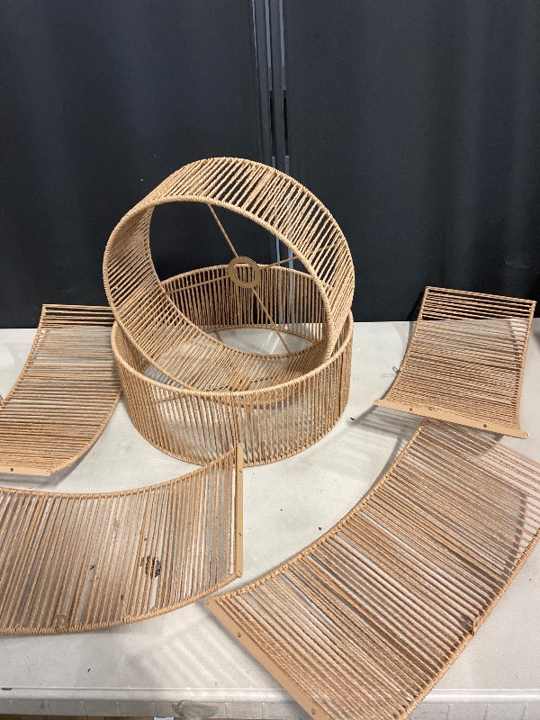 Photo 1 of Boho Rattan Drum Lamp Shades Set of 2, Woven Bamboo Table and Bedside Lamp Shades(Spider Fitter), Easy Assembly