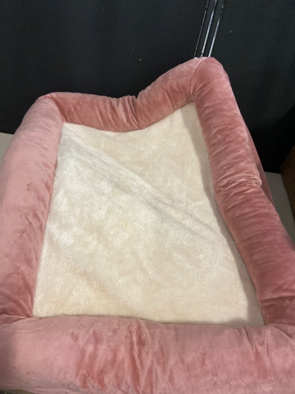 Photo 1 of XL Orthopedic Dog Bed for Large Dogs, Washable Dog Bed with 4-Sides Removable Bolster, Waterproof Pet Sofa with Non-Slip Bottom for Extra Large Dogs, Pink